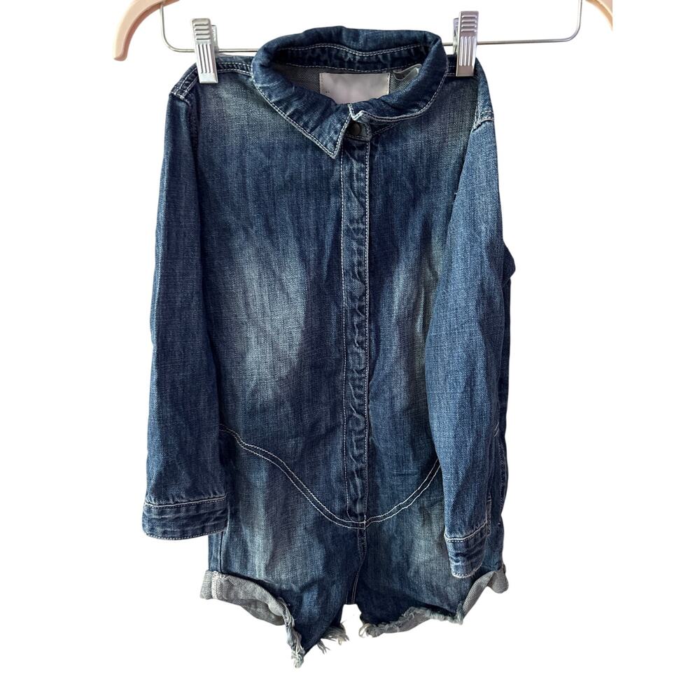 NWT One Teaspoon Girl’s Size 7-8 Blue Denim Long Sleeve Western Romper Jumpsuit